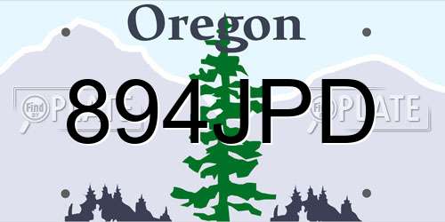 894JPD Oregon License Plate