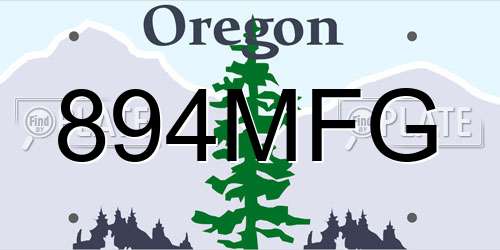 894MFG Oregon License Plate