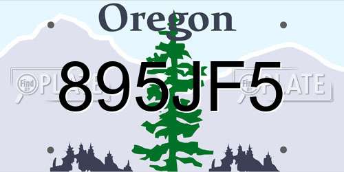 895JF5 Oregon License Plate