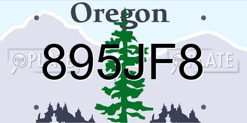 895JF8 Oregon License Plate