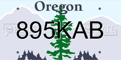 895KAB Oregon License Plate