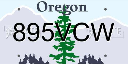 895VCW Oregon License Plate