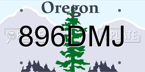 896DMJ Oregon License Plate