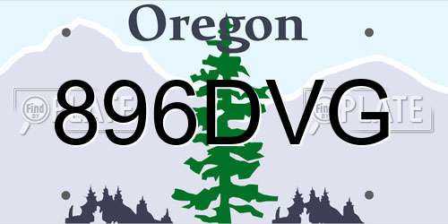 896DVG Oregon License Plate
