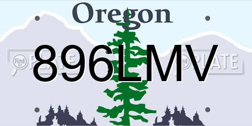 896LMV Oregon License Plate