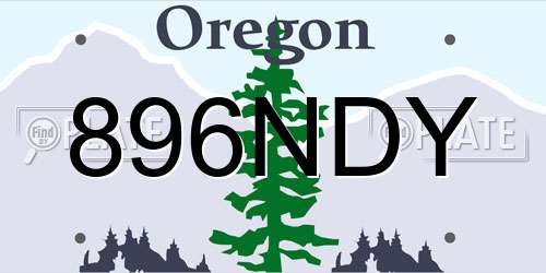 896NDY Oregon License Plate
