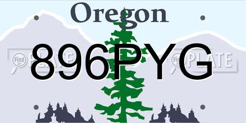 896PYG Oregon License Plate