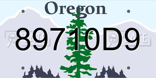89710D9 Oregon License Plate