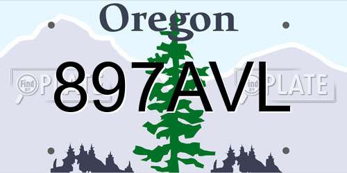 897AVL Oregon License Plate