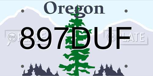 897DUF Oregon License Plate