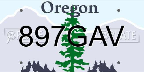 897GAV Oregon License Plate