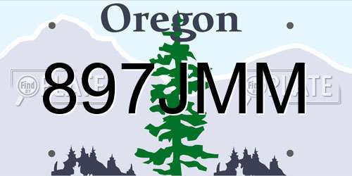 897JMM Oregon License Plate