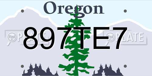 897TE7 Oregon License Plate