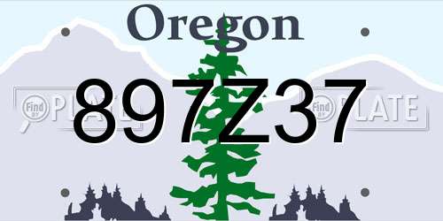 897Z37 Oregon License Plate