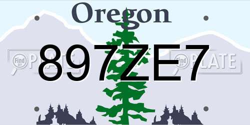 897ZE7 Oregon License Plate