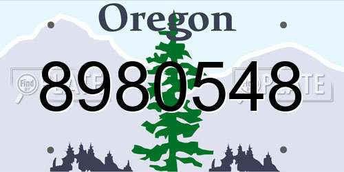 8980548 Oregon License Plate