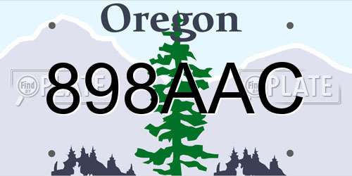 898AAC Oregon License Plate