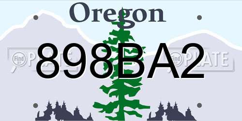 898BA2 Oregon License Plate