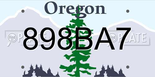 898BA7 Oregon License Plate