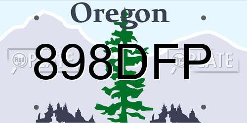 898DFP Oregon License Plate