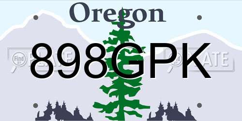 898GPK Oregon License Plate