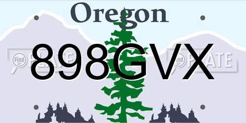 898GVX Oregon License Plate