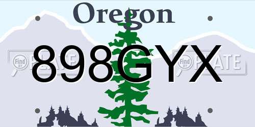 898GYX Oregon License Plate