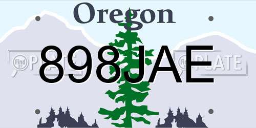 898JAE Oregon License Plate