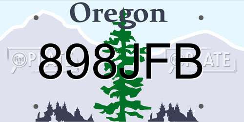 898JFB Oregon License Plate