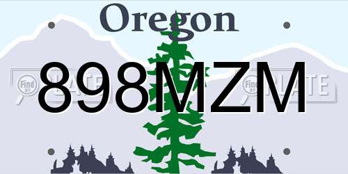 898MZM Oregon License Plate