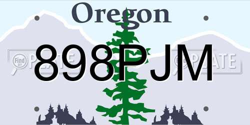 898PJM Oregon License Plate
