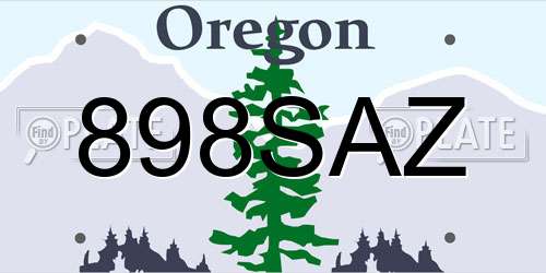 898SAZ Oregon License Plate