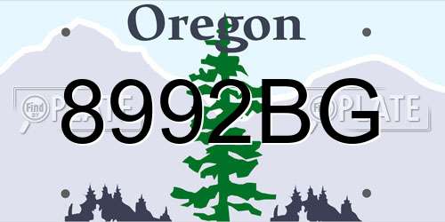 8992BG Oregon License Plate