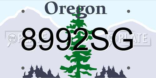 8992SG Oregon License Plate