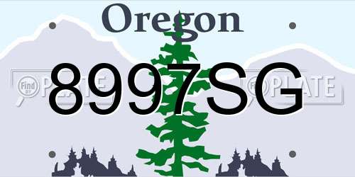 8997SG Oregon License Plate
