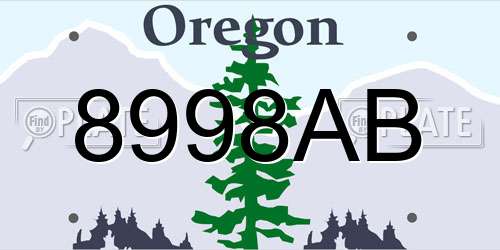 8998AB Oregon License Plate