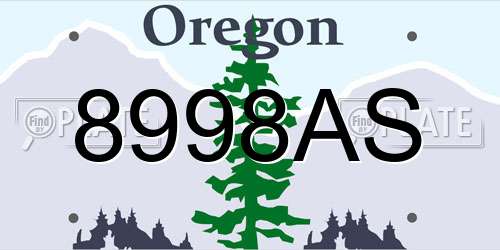 8998AS Oregon License Plate