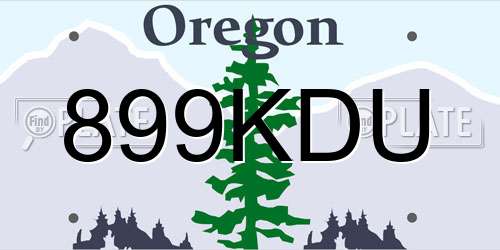 899KDU Oregon License Plate
