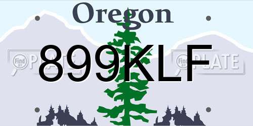 899KLF Oregon License Plate