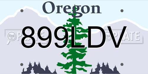 899LDV Oregon License Plate