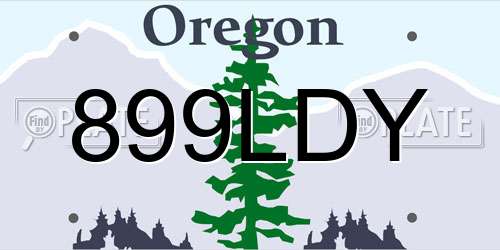 899LDY Oregon License Plate