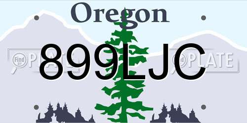 899LJC Oregon License Plate