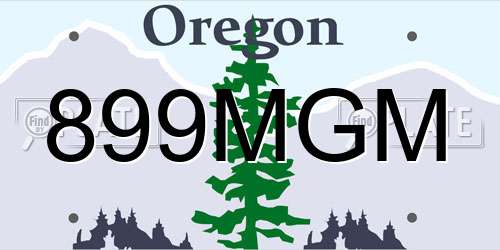 899MGM Oregon License Plate