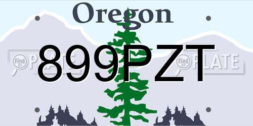 899PZT Oregon License Plate