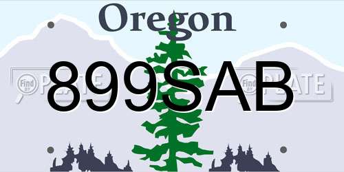 899SAB Oregon License Plate
