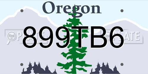 899TB6 Oregon License Plate
