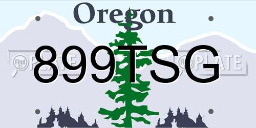 899TSG Oregon License Plate