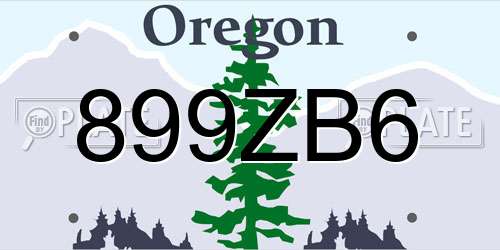 899ZB6 Oregon License Plate