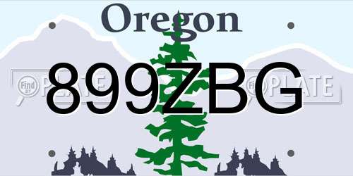 899ZBG Oregon License Plate
