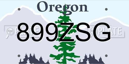 899ZSG Oregon License Plate